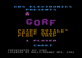 Gorf title screen for Atari 5200